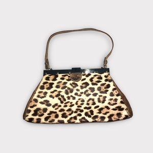 Patricia Nash Ferrara frame Satchel in snow leopard